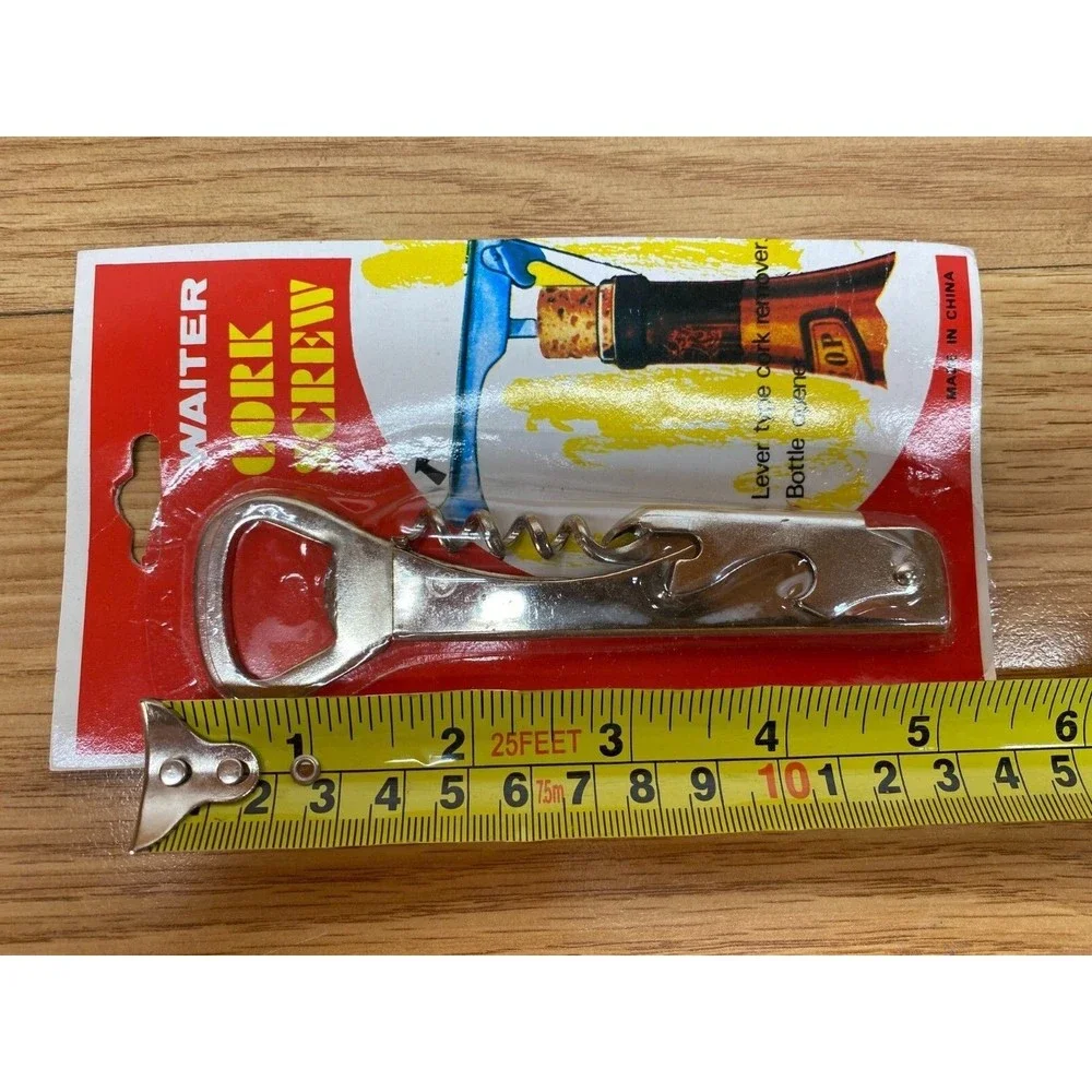 Vintage Waiters Cork Screw Manual Lever Solid Stainless Steel Wine Bottle Opener